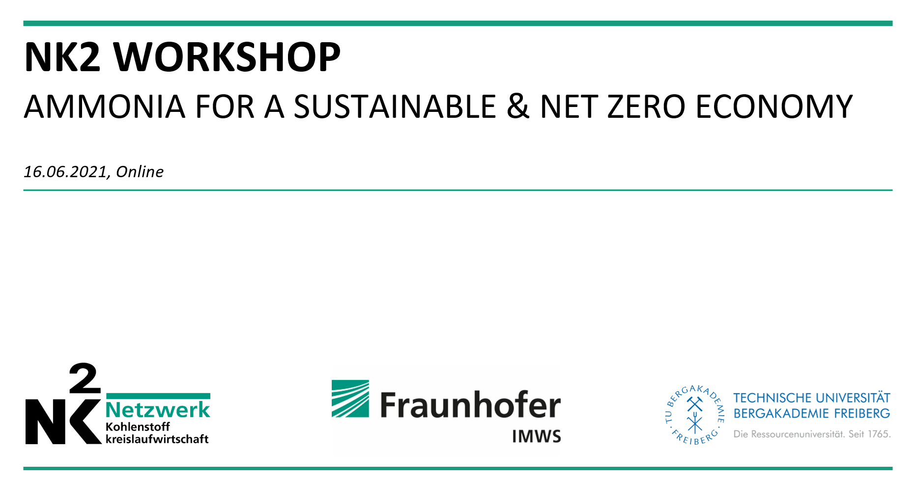 Folie mit dem Titel des Workshops und den Logos von NK2, Fraunhofer IMWS and TUBAF